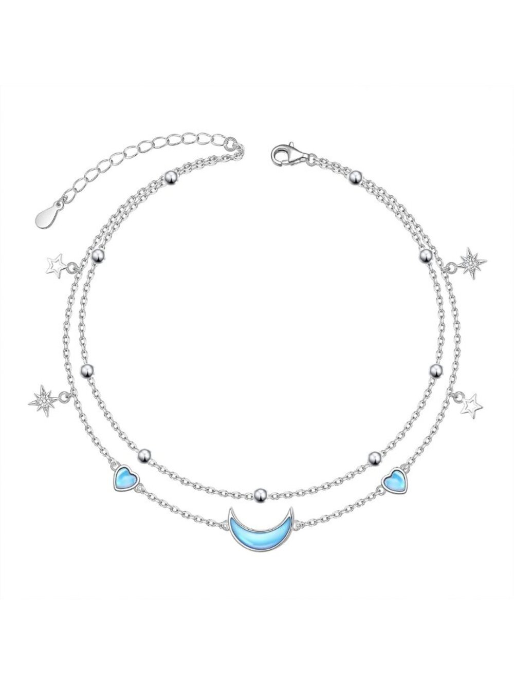 Sterling Silver Ankle Bracelet with Butterfly, Evil Eye & Infinity Designs